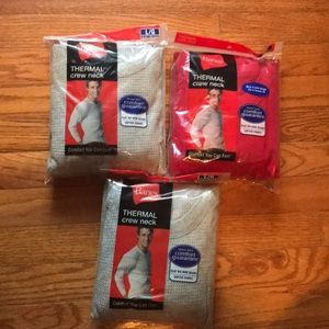 Three thermal crew necks STILL IN PACKAGE
